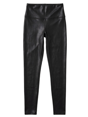 SPANX Faux Leather Leggings Black Pull On Stretch Pants Size Large